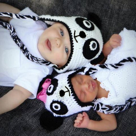 Baby,toddler ,Boy ,Girl Crochet Hat Baby Hat Beanie Hat Animal Hat Panda with White Black Color Hand Made with 100% Cotton Yarn