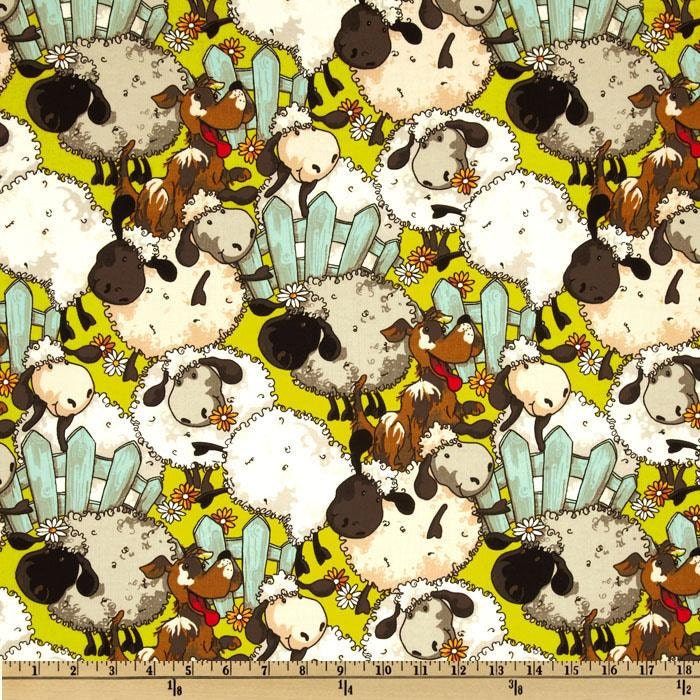 Pre Order BAG-IT Funny Farm Dogs & Sheep Chartreuse