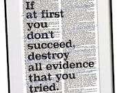 Success Saying Office Inspirational Art Print Geekery Humor Poster If at first Funny Black And White Platitude Home Decor 052
