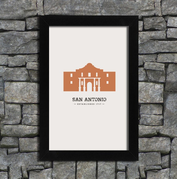 San Antonio - Alamo - City Print Poster - 11x17