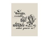 Mad Hatter Twinkle Twinkle Little Bat Quote 8 x 10 art wall Alice In Wonderland SALE Buy Two Get One Free Choose Background Colour