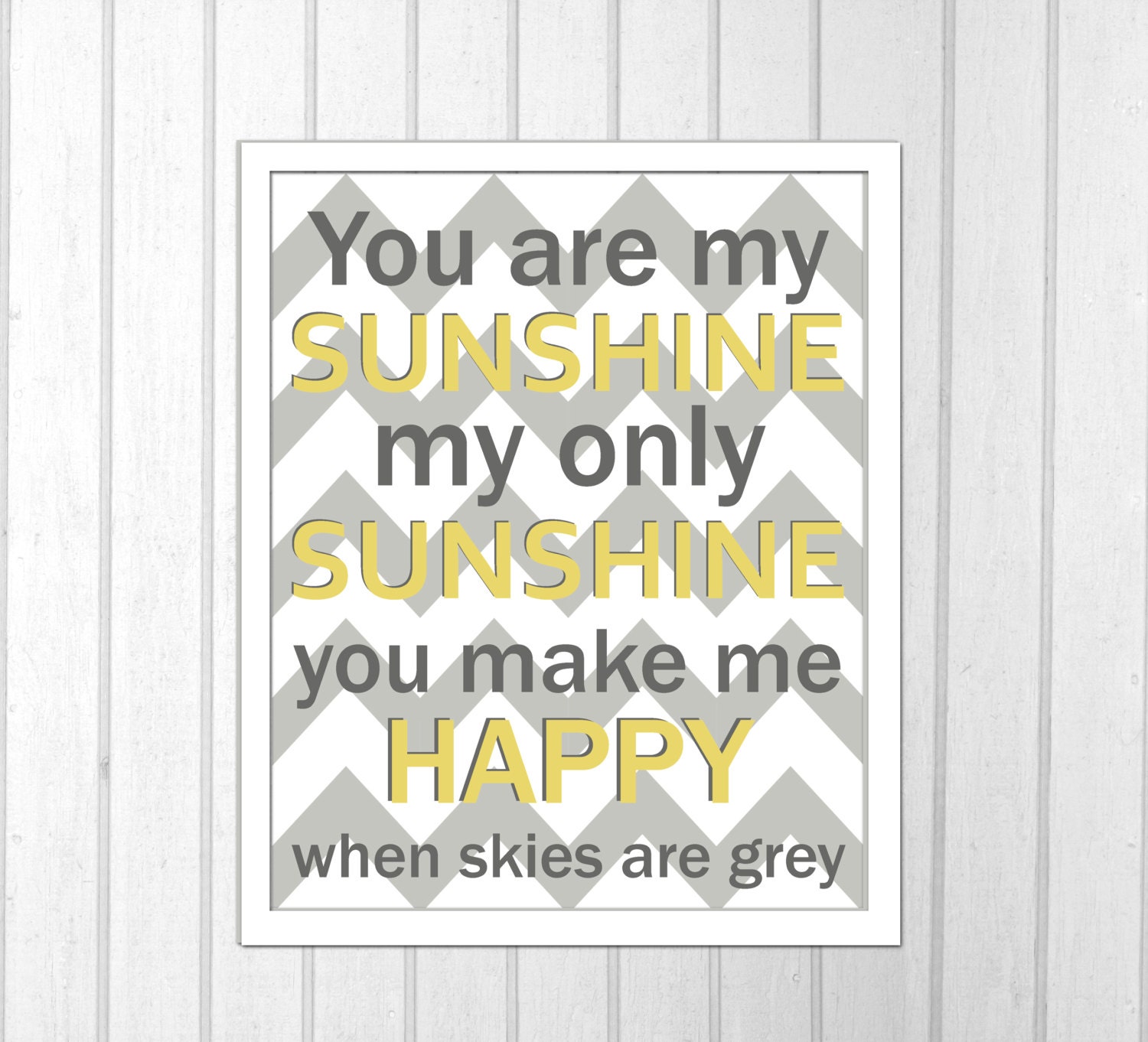 Nursery Art, You are my sunshine, Grey and Yellow Nursery, 8x10 Print