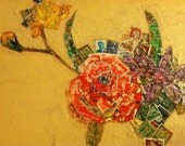 Vintage Mosaic Table made of Antique Stamps