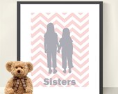 Children's Room Decor- Girl Wall Art -Sisters/Family Wall Art - 8x10 Heavyweight Paper Kids Wall Art - 217