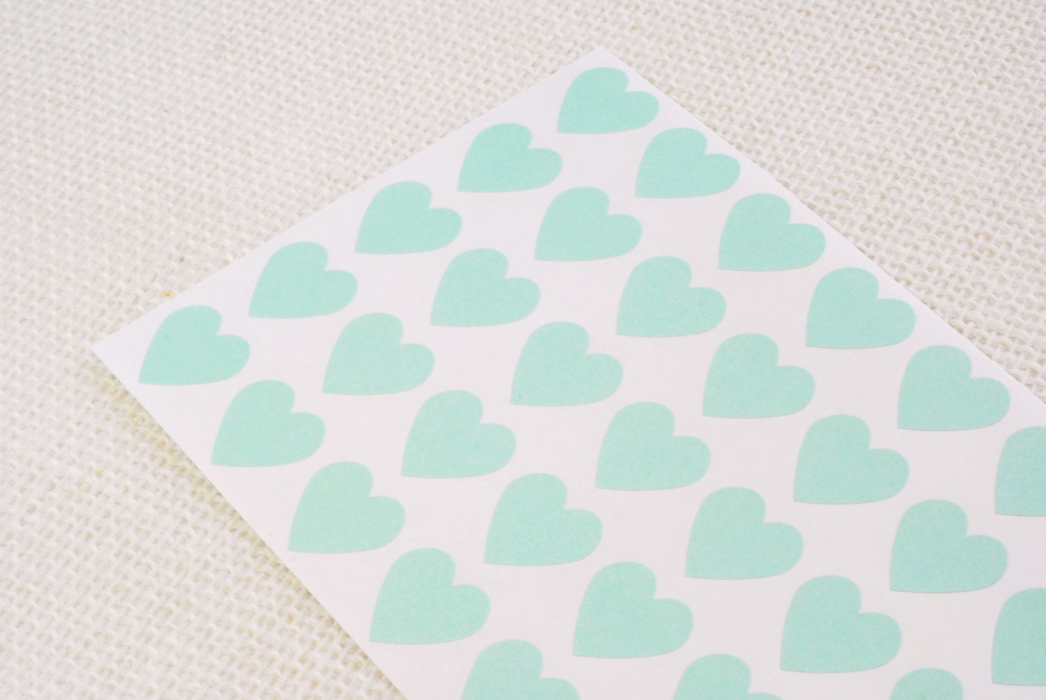 Mint Green Heart Stickers 3/4" - Free Shipping / Pack of 82 / Envelope Seals / Wedding Seals / Wedding Invitation Seals / Heart Labels