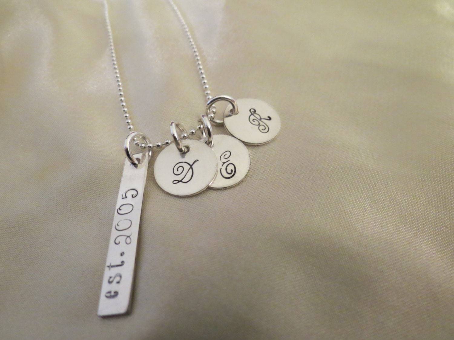 Personalized Circle Necklace - Hand Stamped Jewelry - Sterling Silver - Mommy Necklace - Grandmother Necklace