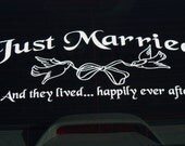 Just Married Car Decal-They lived happily ever after-Vinyl Lettering
