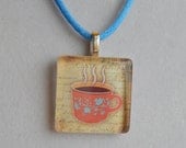 Glass Tile Necklace - Fun Coffee Cup