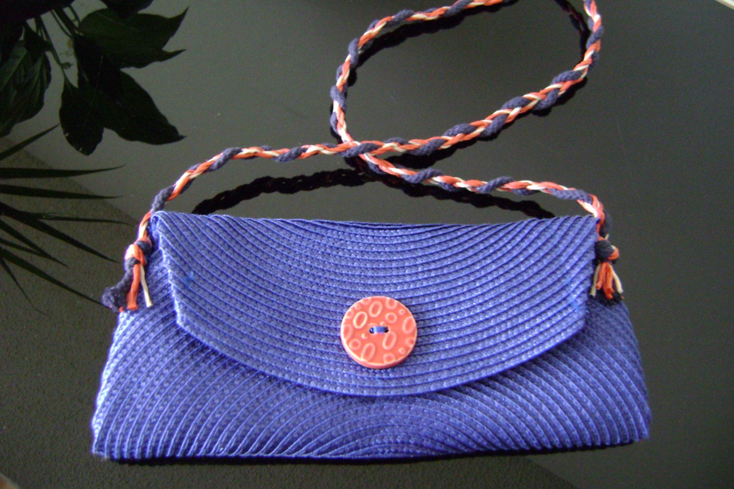 Ocean Blue Clutch, Upcycled , placemat, handmade, lined, Washable, purse