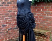 MADE TO ORDER Gothic / Victorian / Steampunk / Burlesque Black Asymmetrical Bustle Skirt size 14 - 16 - 18 train