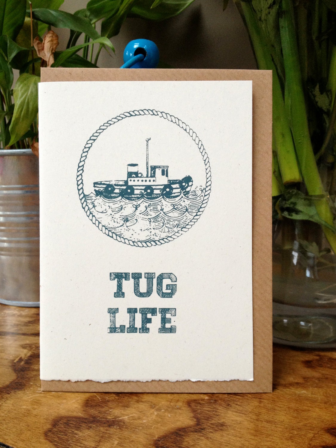 Tug Life - Funny hand-designed and hand screen-printed card for any occasion