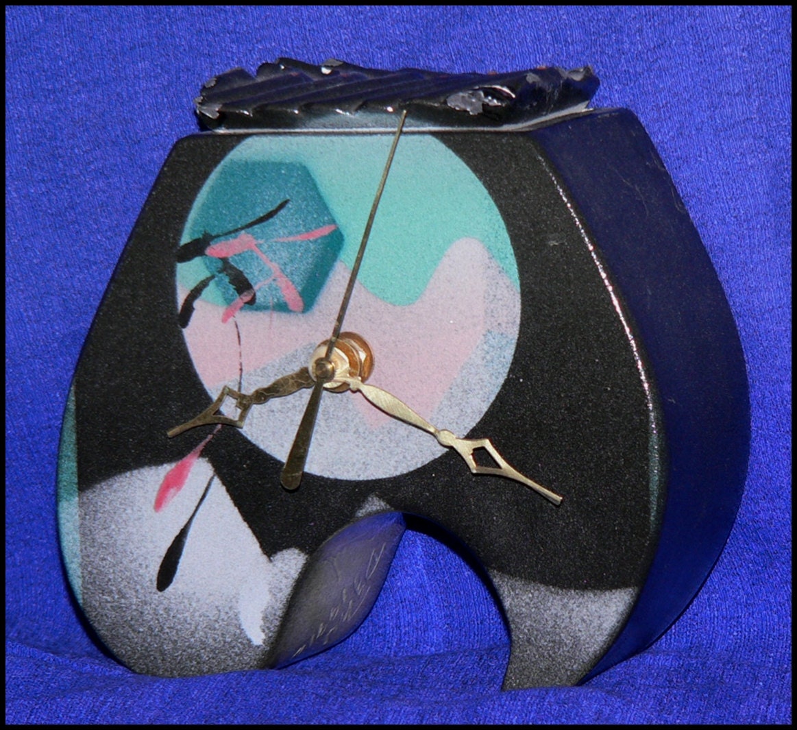 OOAK, Ultra Modern Ceramic, Art Deco Styled Clock n Vase- Incredibly Cool DISPLAY Piece. WOW