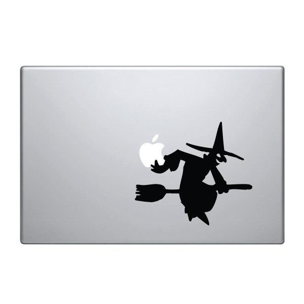 Witch on a Broom Vinyl Decal / Sticker to fit Macbook Pro 13" 15" 17" - Custom sizes available - halloween  - precision die cut