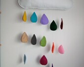 Felt handmade Wall art Hanger Decor Personalized Rainbow Raindrops Cloud Mobile