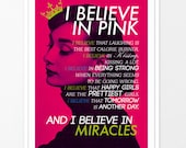 I believe in pink Typography Poster Inspirational Quote for Girl Bedroom Quote Women Audrey Hepburn Quote Digital Print Cure