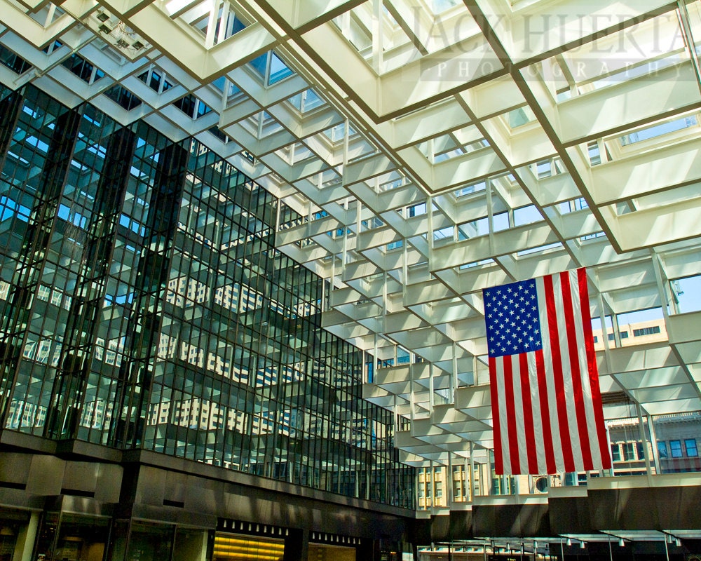 American Flag at IDS Center Crystal Court - 8x10 Fine Art Print - Minneapolis, Minnesota, Patriotic Photograph