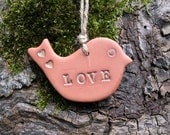 Cute Terracotta Ceramic Love Bird Hanging Sign