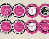 Divorce Party zebra hot pink cupcake toppers printable circles DIY party decoration customized labels personalized tags Il_170x135