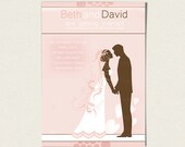 Wedding invitations card / couples shower or engagement printable personalized invite customized silhouettes groom bridal pink grey brown Il_170x135