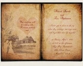 Rustic wedding invitation card vintage couples shower or engagement printable personalized invite customized silhouettes groom bridal brown Il_170x135