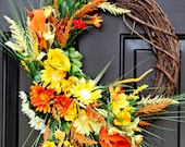 Summer wreath- Gift Idea - Spring Wreath - Floral Wreath - Our Sentiments- Home Decor - Wreath For Door - Floral Arrangement