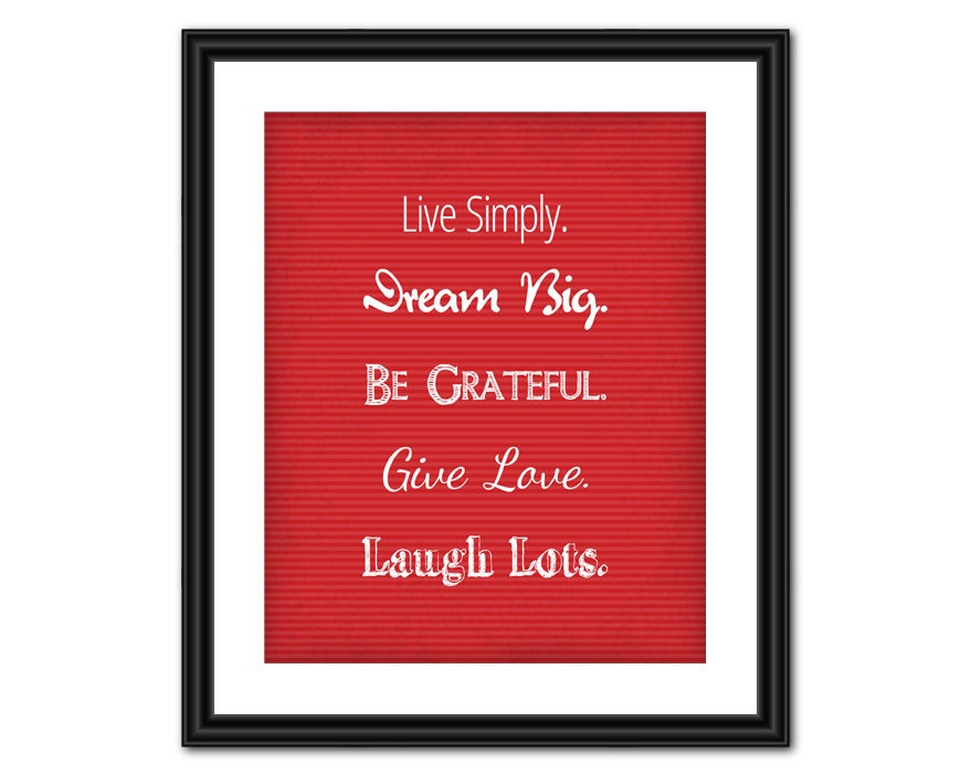 Inspirational Quote Art - Live Simply, Dream Big - 8x10 - Instant Download