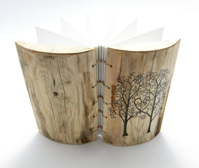 Custom Wood Wedding Guest Book Rustic Journal Double Tree of Life wooden guestbook - KatDeco