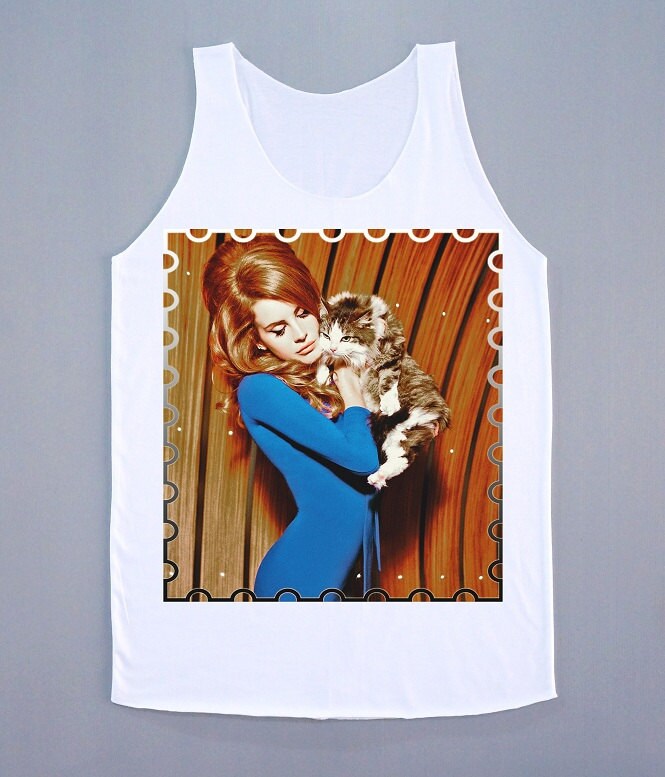 Hug Me Love Cat Lana Del Rey Shirt Women Tank Top Women Tunic Sleeveless Singlet Colorful Shirt Vest Women T-Shirt Size L
