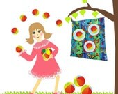 Handmade cotton sack with three circle shaped holes to send a ball. A joyful game for kids. Fun Butterflies