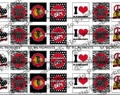INSTANT DOWNLOAD Cute Team Spirit Blackhawks Inspired Digital Scrabble Tile image sheet 4x6 inch
