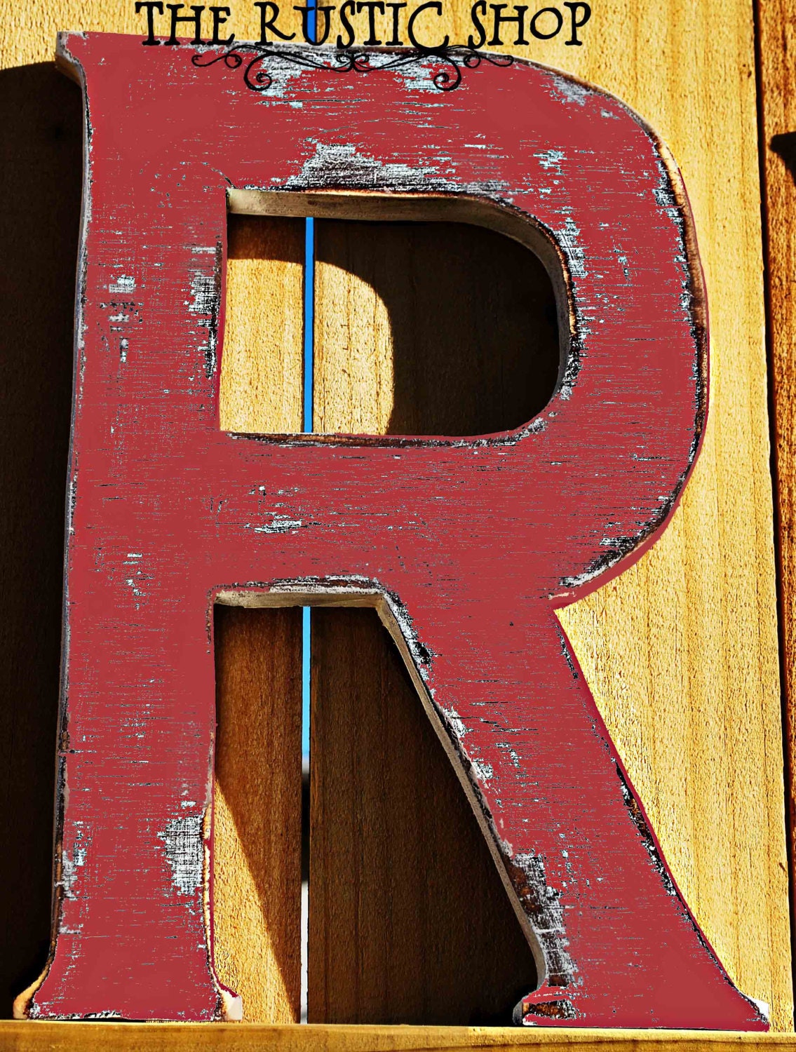Wedding Decoration Wood Letter  'R' Girls Room Home Decor Nursery Decor Shabby Chic Tomato Red