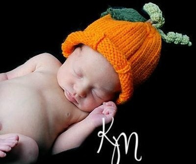 ON SALE Knit Pumpkin Hat Baby Boy Hat Baby Girl Hat Knit Baby Hat  Orange  Baby Gift or Baby Photo Prop