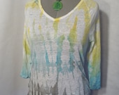 Hand Dyed Upcycled Linen Shirt, 100% Linen, Size Large Womens