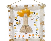 Beautifully  handmade gold fairy hanging wall art,  perfect accent for any little princess's room.