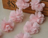 3D Handmade Chiffon Fabric Flowers Blush Pink Lace Trim Chiffon Rosette Blossom Dress Headware Decoration Wedding Decors Doll Dress Supplies