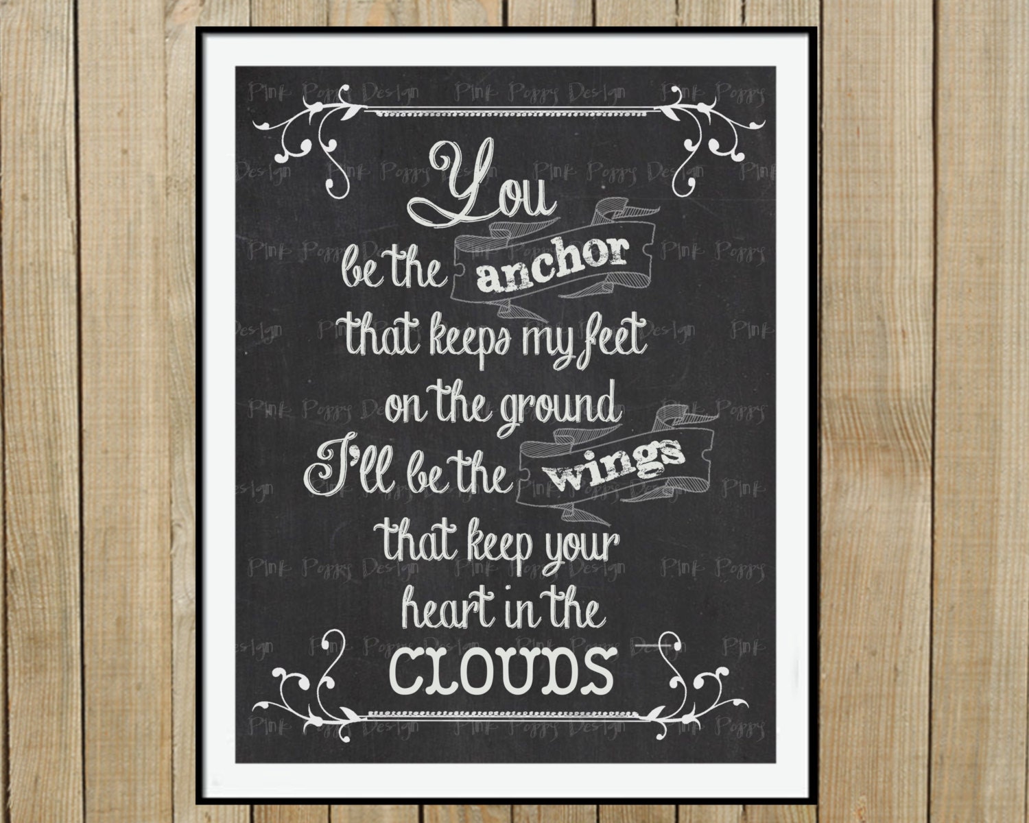 Anniversary Love Typography You be the Anchor Mayday Parade Chalkboard Wall Decor Art, Printable, Custom Digital File