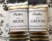 Grey & Yellow Stripe-Father of the Bride and Groom Socks w/ Label