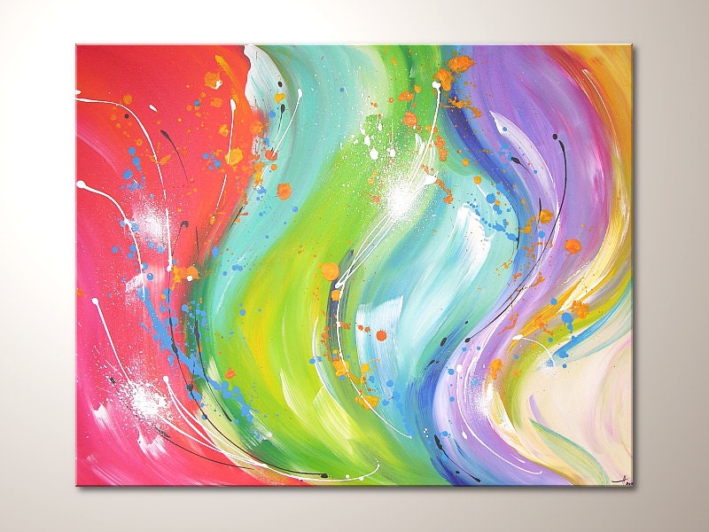 Original modern art painting "Happy lights" , abstract contemporary artwork, wall decoration,acrylics,decor, large,colorful