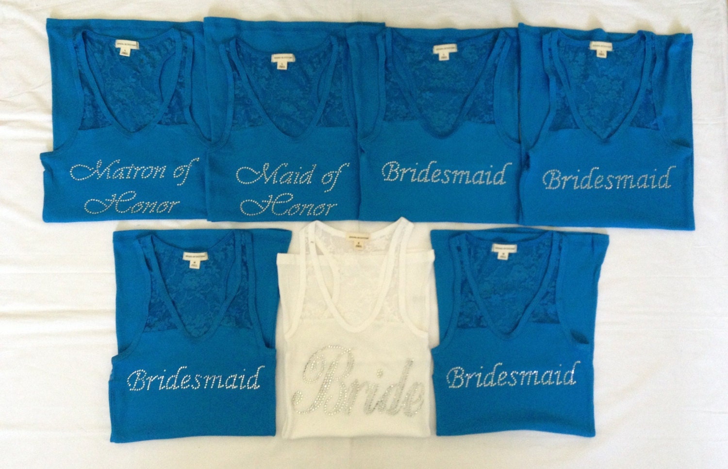7 Bride Tank Tops Shirt. Bridesmaid. Bachelorette Party. Maid of Honor Lace Back. Matron of Honor. Wedding Bridal Party.