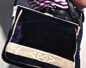 summer Argenti hippie vintage blue velvet patterned psychedelic festival folk bag handbag navy white pin up burlesque evening clutch pouch