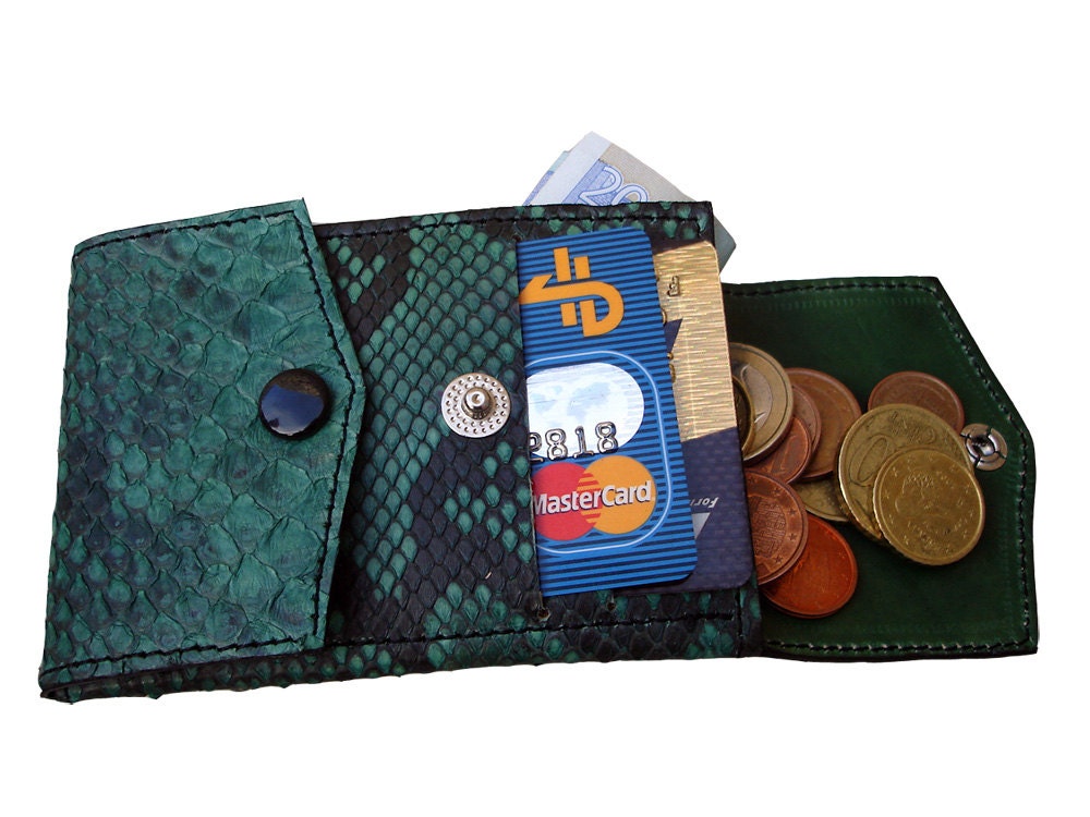 LEATHER HANDMADE WALLET / Card Holder Handmade / Leather Wallet /  Green Leather Wallet / Purse Handmade / Leather Purse.