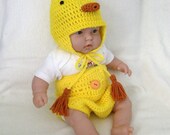 Baby  Beanie and Diaper Cover Set  Hand Crochet  Baby Chick