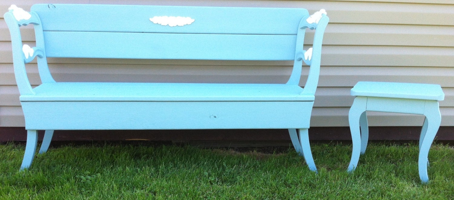 Repurposed Rose Back Chairs used to Creat a Unique Bench and Table