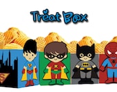 INSTANT DOWNLOAD Superhero Kids Popcorn or Chips Treat Box - Printable Party Favors - 4 Designs