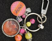 Personalized Minnie Mouse Yellow Orange Pink Bezel Pendant Key Chain, Keychain, Gift, Picture