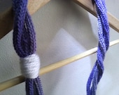 Purple knitted necklace - handmade wool necklace