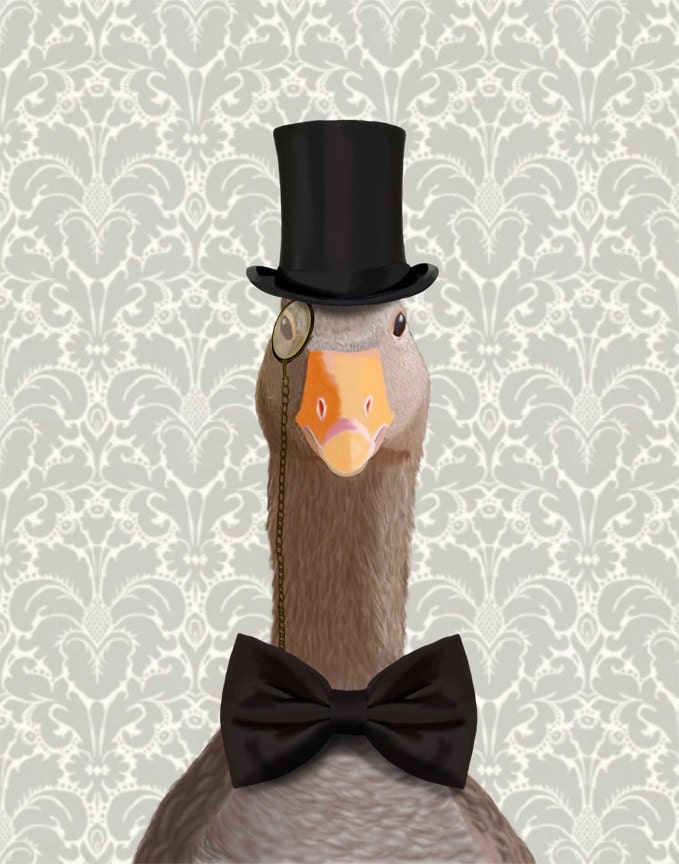 Distinguished Goose 8X10 Art Poster Original Illustration Mixed Media Digital Print Bird