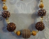 Handmade  Statement necklace, brown and beige  Assorted bead necklace, art beads, crystal beads, glass beads, stone beads necklace,gift