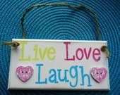 live laugh love colourful shabby chic wall hanging decorative plaque for home accessories ,unique gift idea