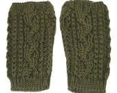 Cable Knit Fingerless Gloves (Olive (Green), Grey, Fair Isle)